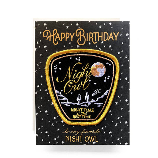 Patch Greeting Card - Night Owl Birthday